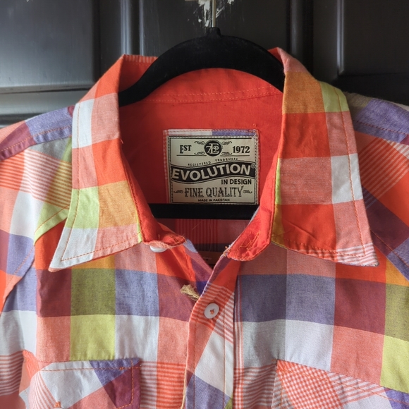 Evolution In Design Fine Quality Shirt Double Button Pockets Mens 2XL Plaid - Picture 8 of 10